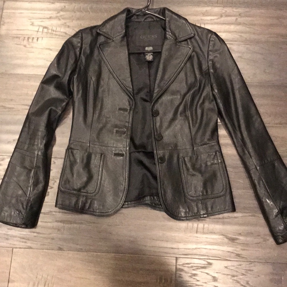Black 100% Genuine leather blazer